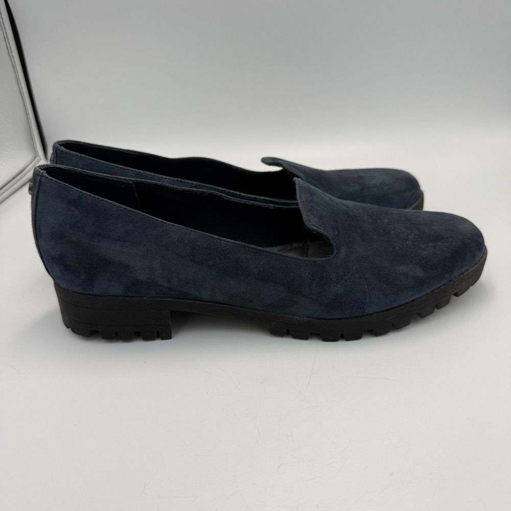 Easy Spirit SEGENEVA Navy Blue Suede Lug Sole Loafers Womens 9.5M Comfort